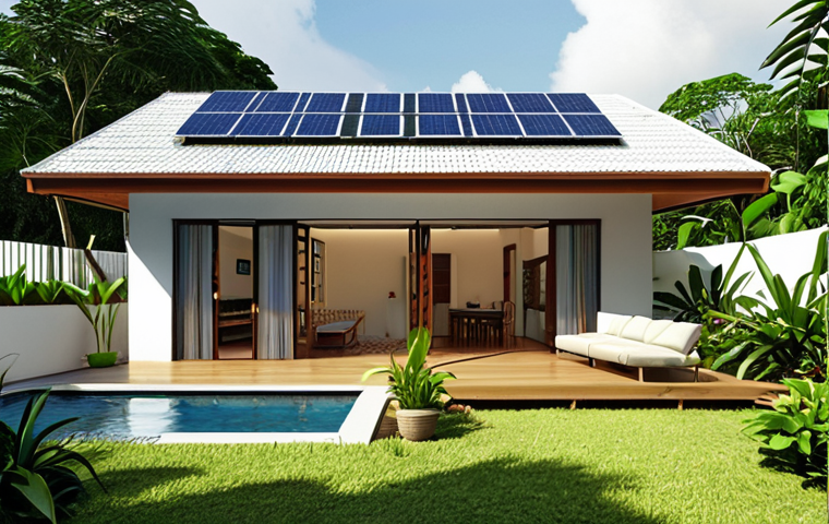 **Prompt:** "A beautifully designed modern Malaysian home, featuring prominent rooftop solar panels. Sunlight bathes the house and its lush green garden, conveying a sense of energy independence and comfort. The overall image should evoke the feeling of a household enjoying a near-zero electricity bill, depicting sustainable living in a tropical climate. Realistic, photorealistic."